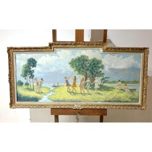 Hippolyte Lety: Framed Oil Painting On Canvas