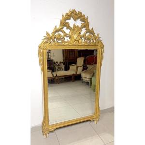 Large Carved And Gilded Wooden Mirror In The Lxvi Style