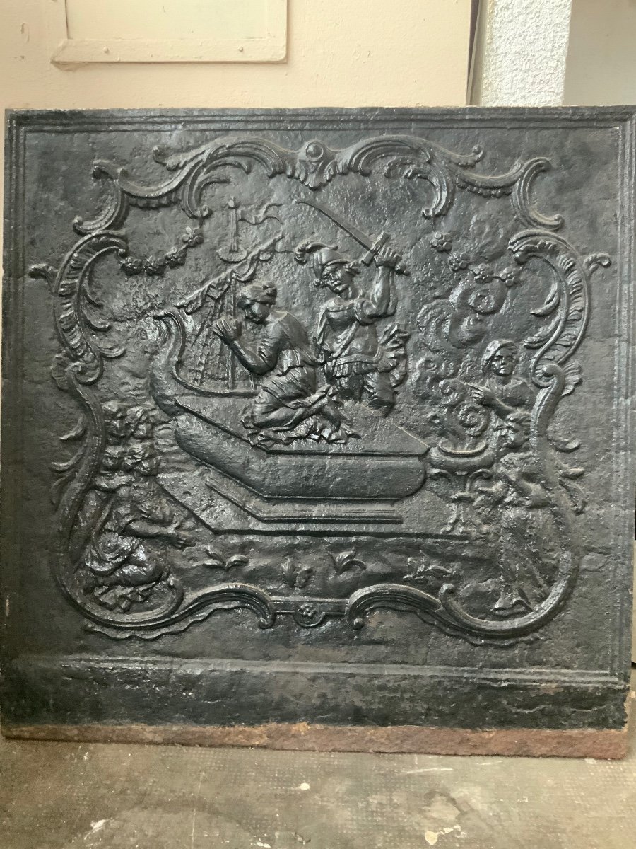 Plaque de cheminée d’époque Louis XV-photo-5