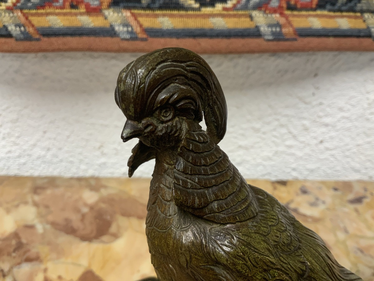 Paire de bronze "Couple de faisans"-photo-5
