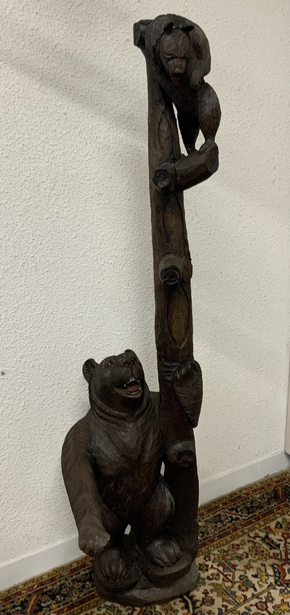 Sculpture ours et son ourson Forêt Noire