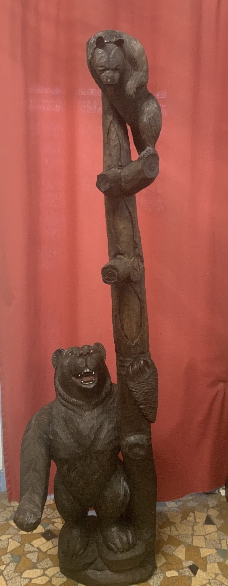 Sculpture ours et son ourson Forêt Noire