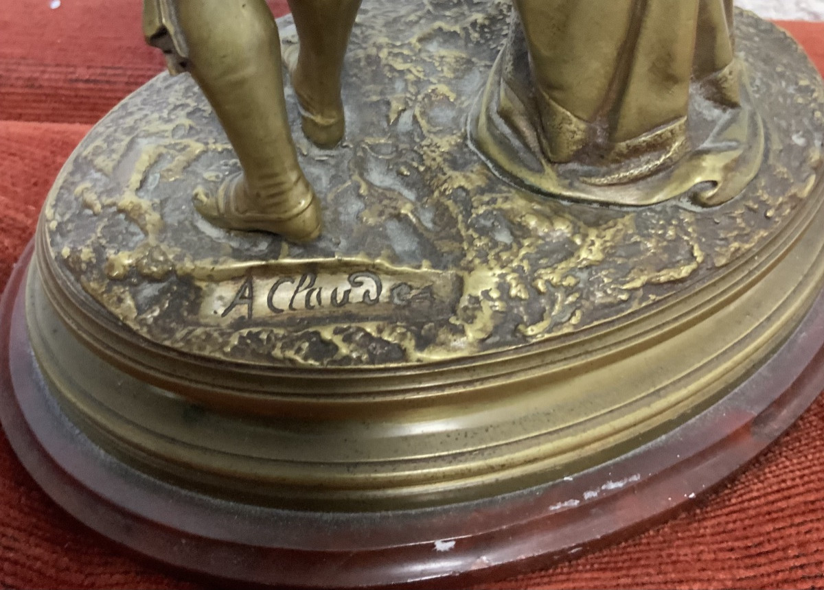 Groupe en bronze couple de Troubadours-photo-3