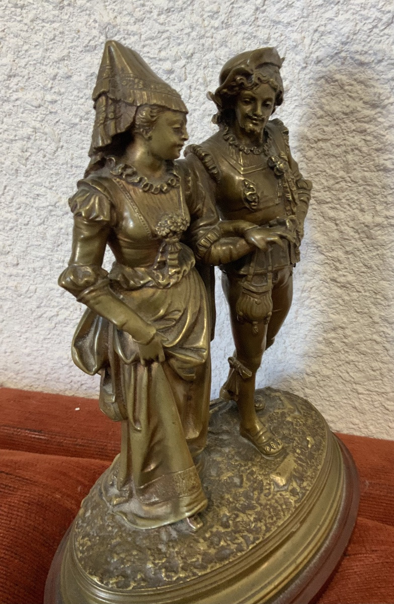 Groupe en bronze couple de Troubadours-photo-4