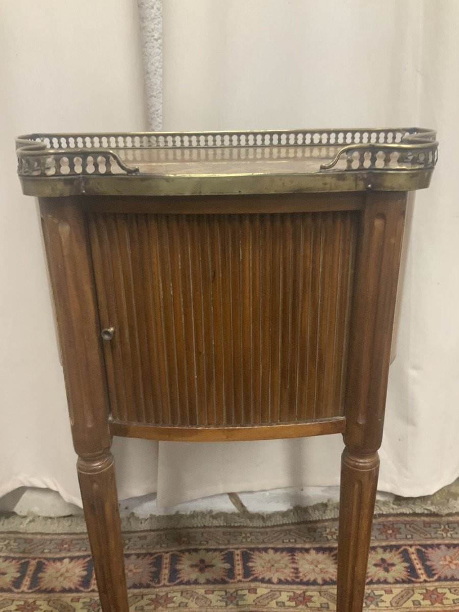 Petite table d’appoint ou de chevet à rouleaux style Louis XVI-photo-3