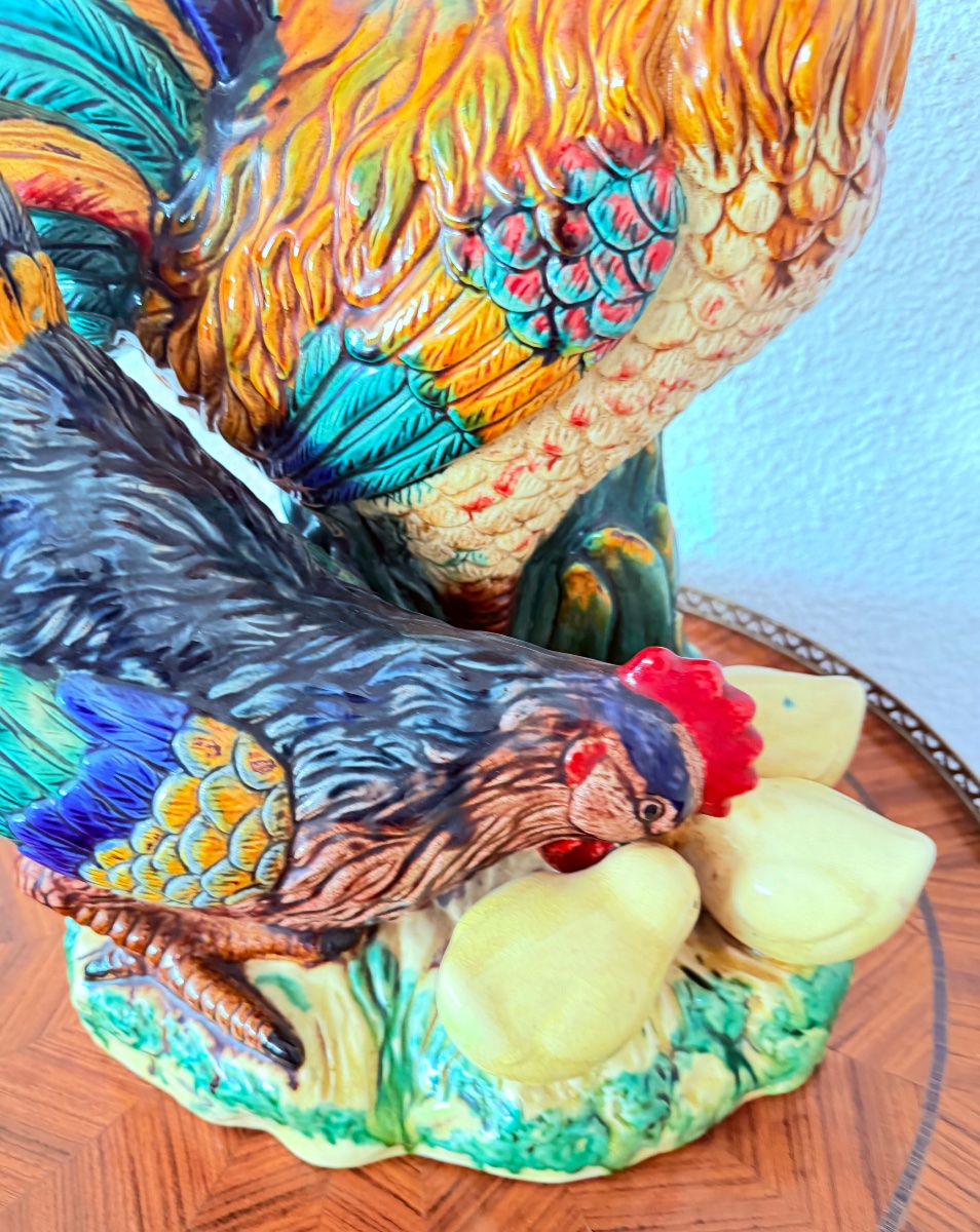 Ceramic A Rooster A Hen And Her Chicks-photo-4