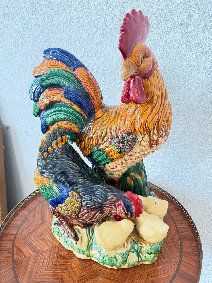 Ceramic A Rooster A Hen And Her Chicks-photo-1