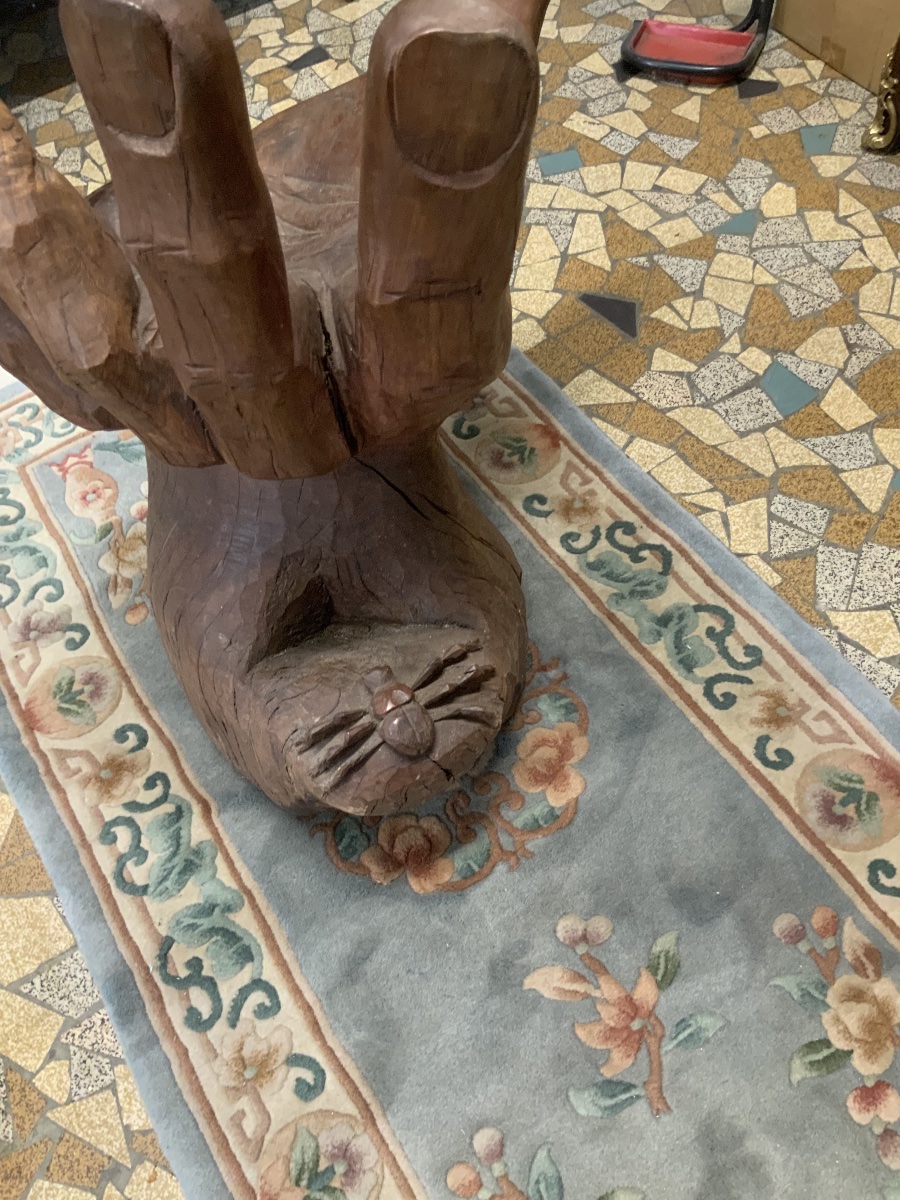 Wooden Sculpture Representing A Open Hand-photo-1