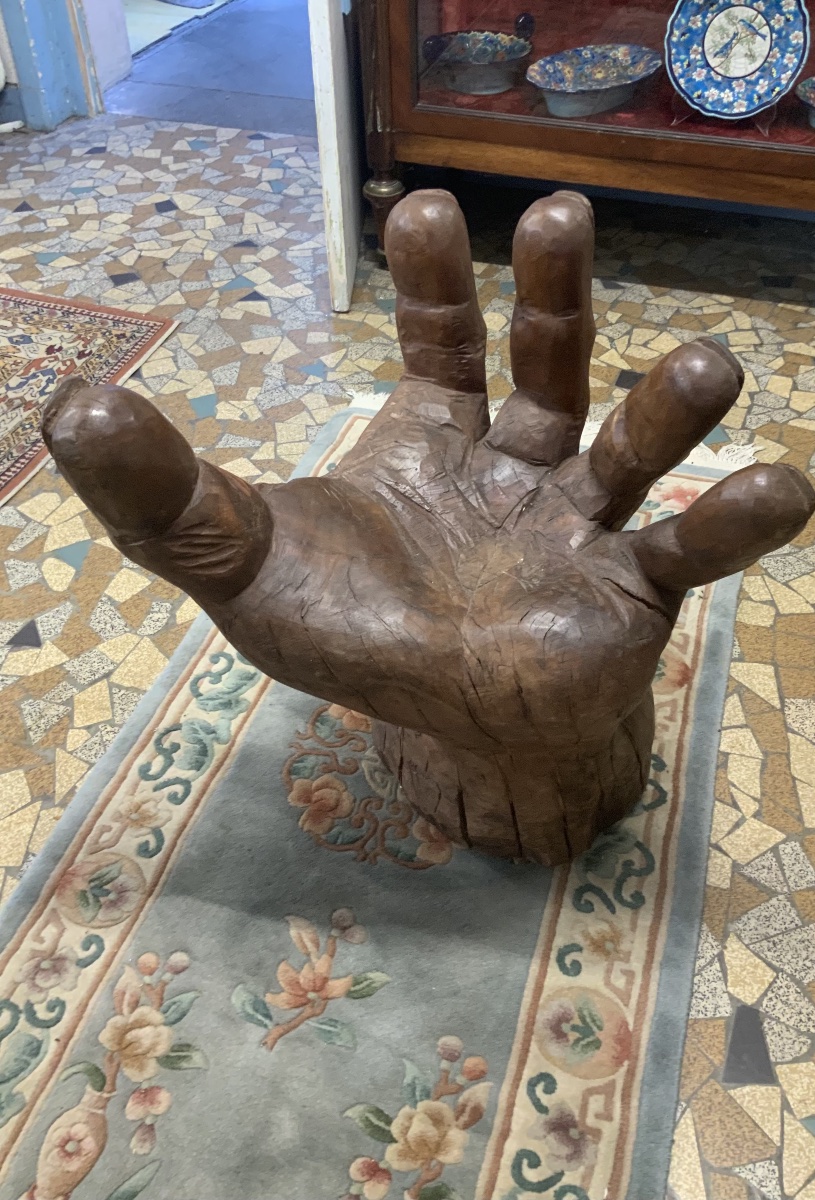 Wooden Sculpture Representing A Open Hand