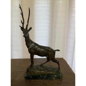 Deer In Bronze Signed Maurice Favre