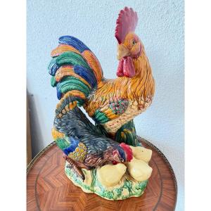 Ceramic A Rooster A Hen And Her Chicks