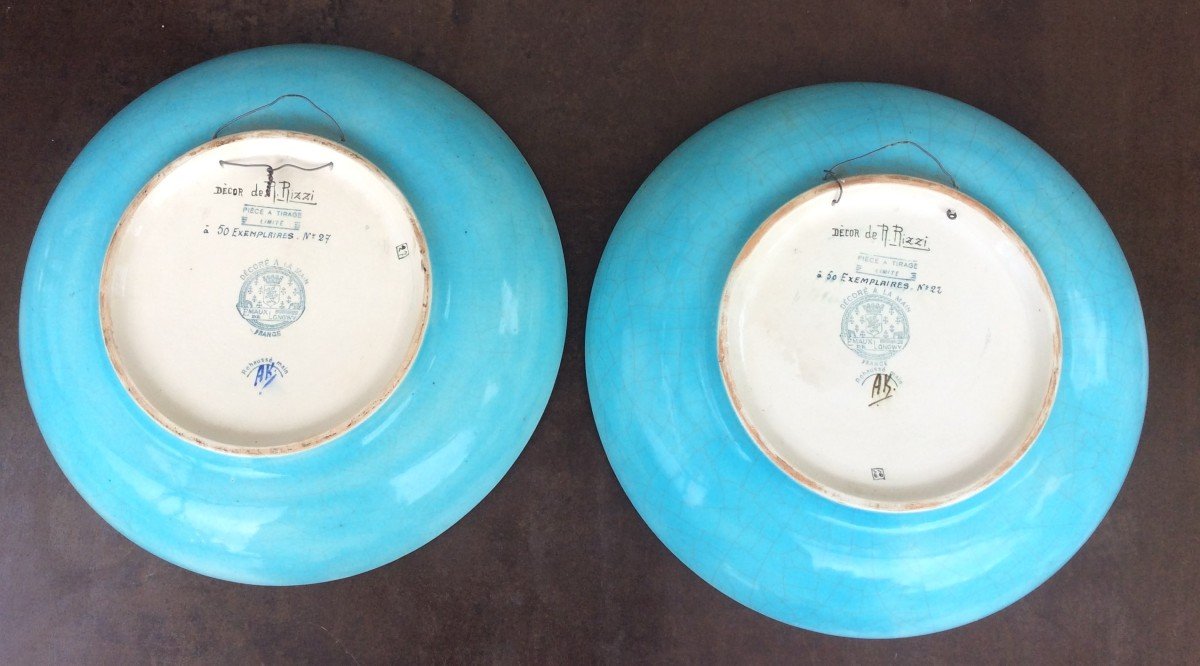 Paire De Plats Creux Manufacture De Longwy Rolande Rizzi -photo-3