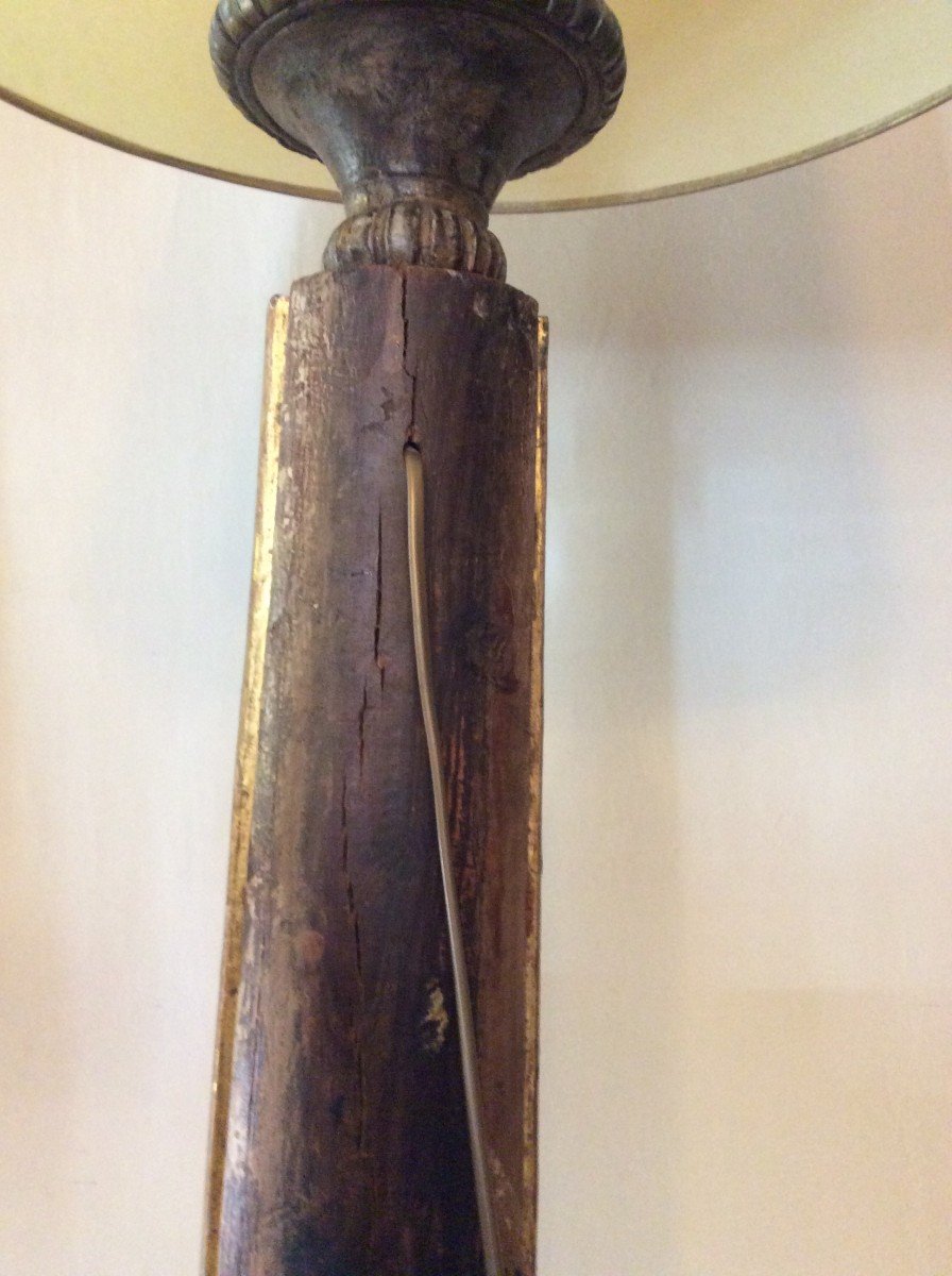 Floor Lamp, Lamp, Column Golden Wood-photo-5