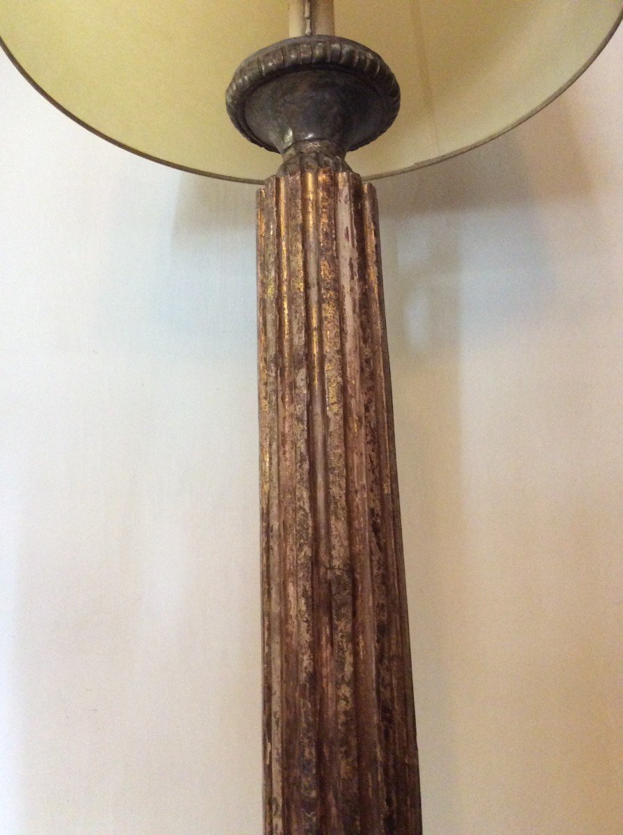 Floor Lamp, Lamp, Column Golden Wood-photo-8