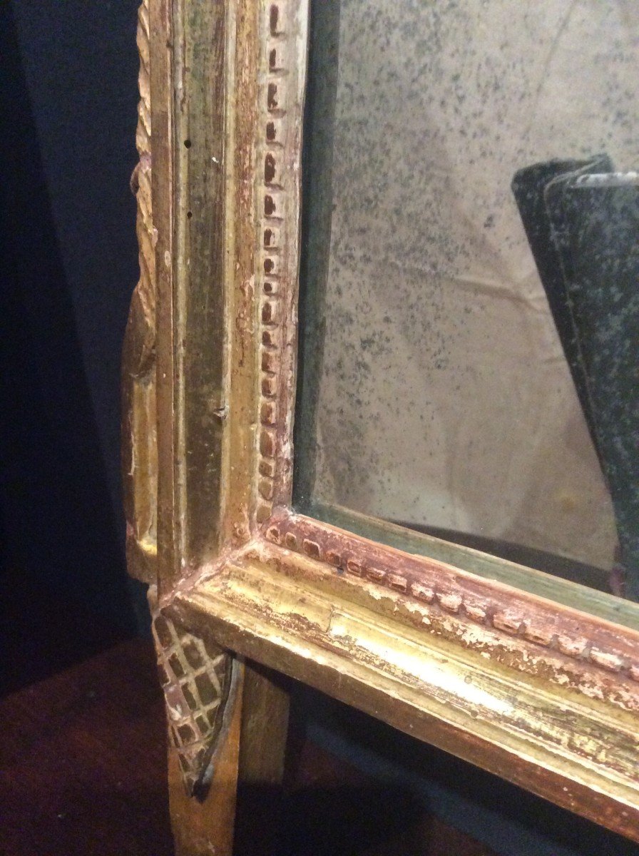 Small Louis XVI Style Gilded Wood Mirror-photo-4