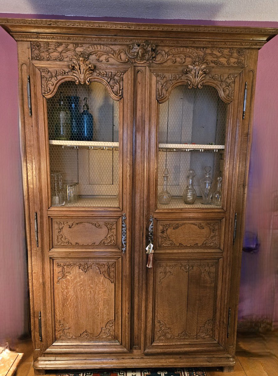  Bibliothèque. ARMOIRE . Armoire Normande. Vitrine. ARMOIRE EN CHENE.-photo-1