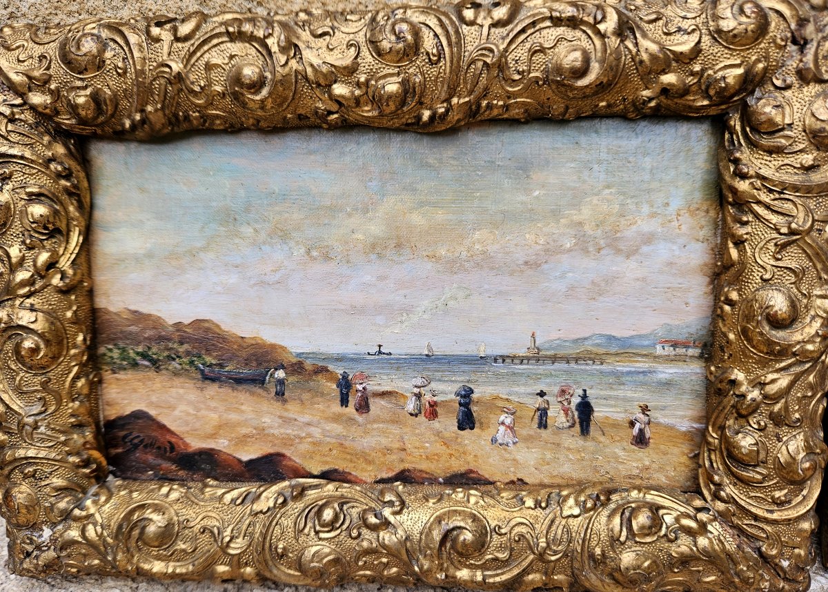 Pair Of Paintings: Seaside Scene, Beach Scene, Marine, Seaside -photo-3