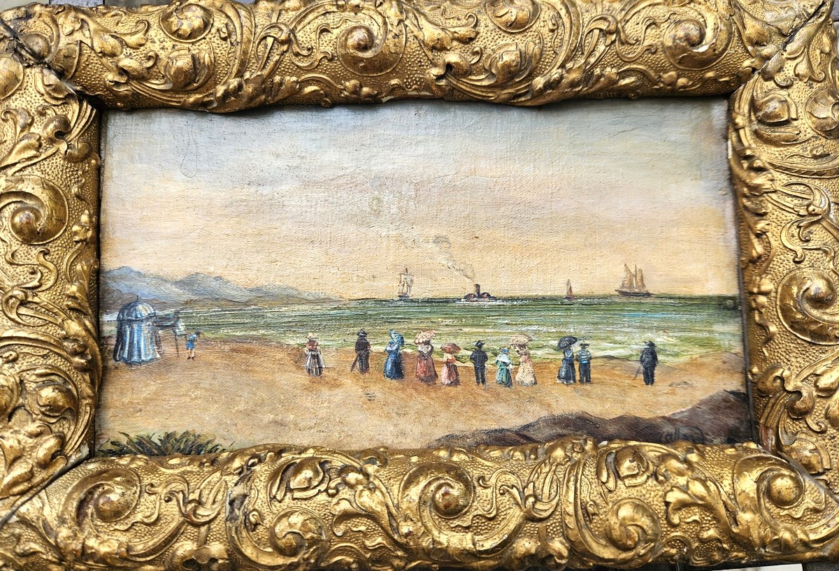 Pair Of Paintings: Seaside Scene, Beach Scene, Marine, Seaside -photo-4