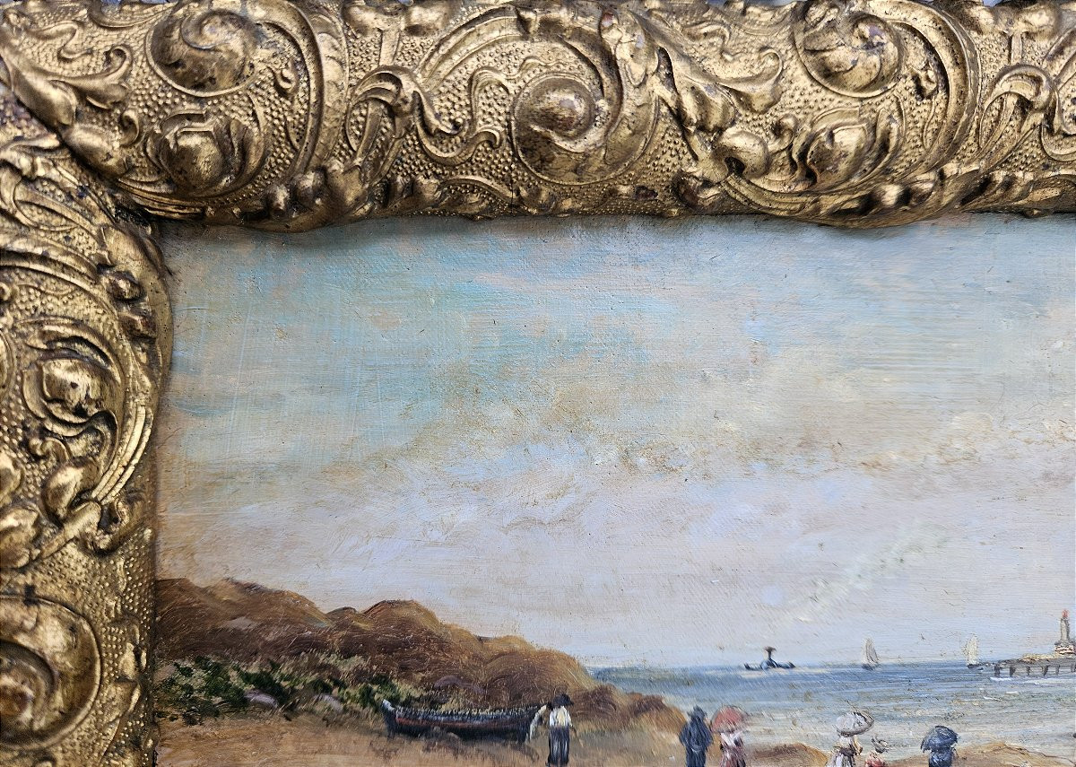Pair Of Paintings: Seaside Scene, Beach Scene, Marine, Seaside -photo-1
