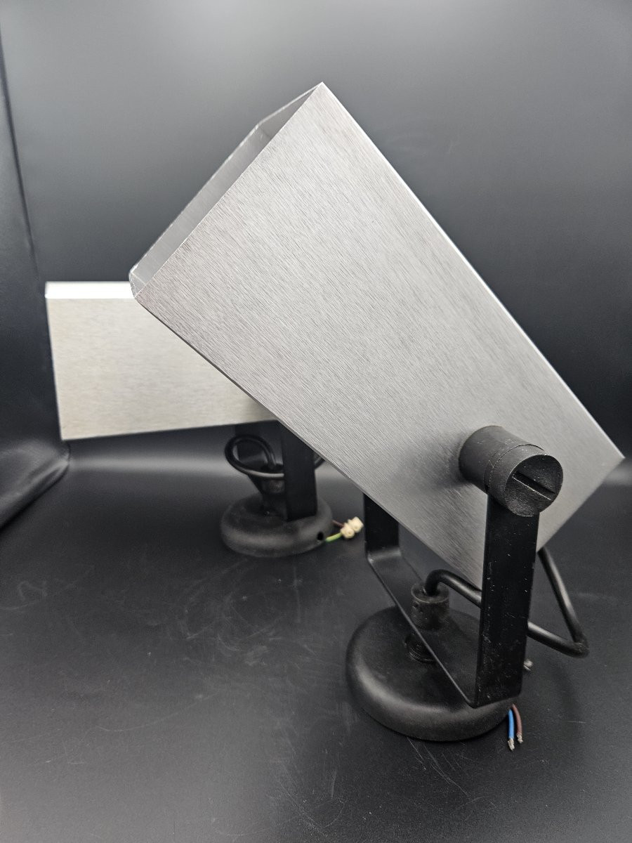 SPOTS, APPLIQUES, PAIRE DE SPOTS EN ALUMINIUM BROSSE ANNÉE 70 -photo-1