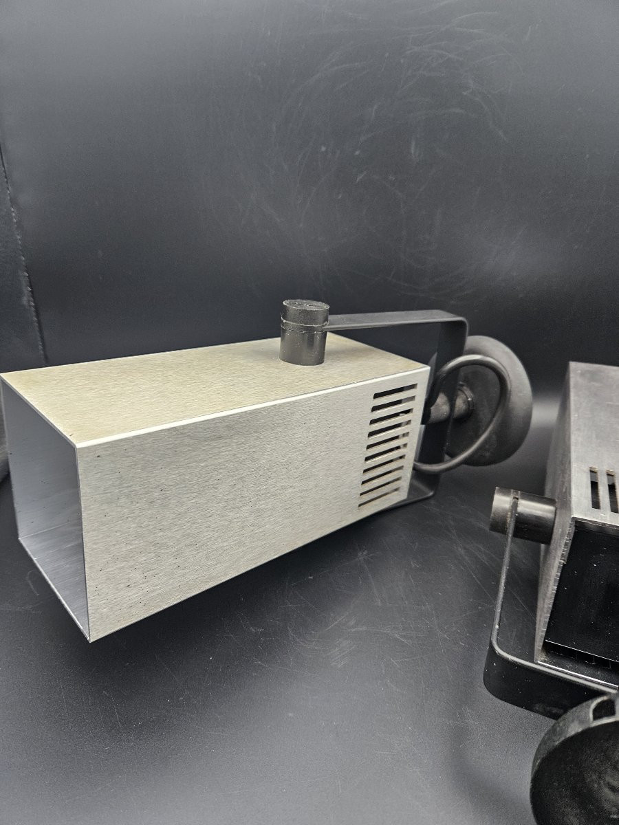 SPOTS, APPLIQUES, PAIRE DE SPOTS EN ALUMINIUM BROSSE ANNÉE 70 -photo-7