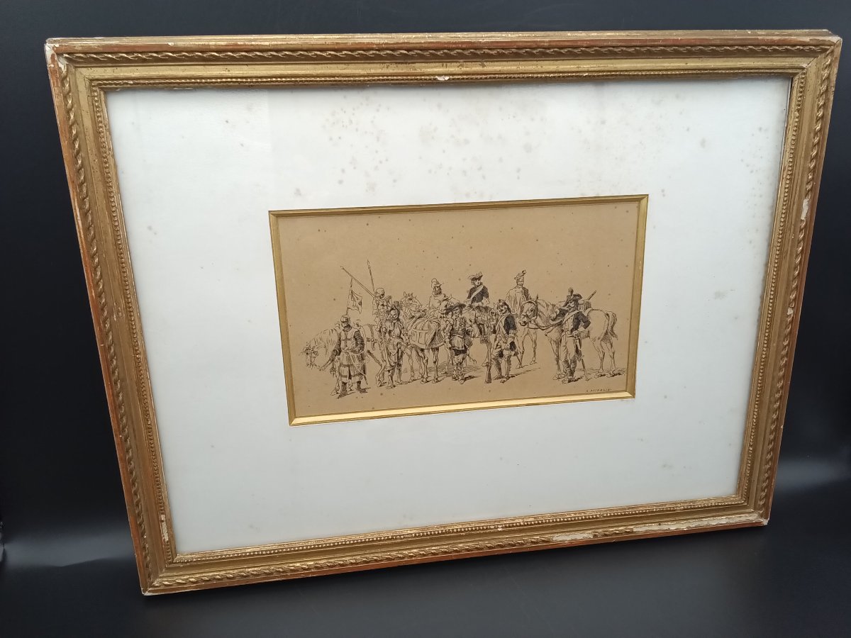 DESSIN DE R. ATTHALIN  À L'ENCRE NOIRE D’UNE FRISE CHRONOLOGIQUE DE L'HISTOIRE MILITAIRE-photo-4