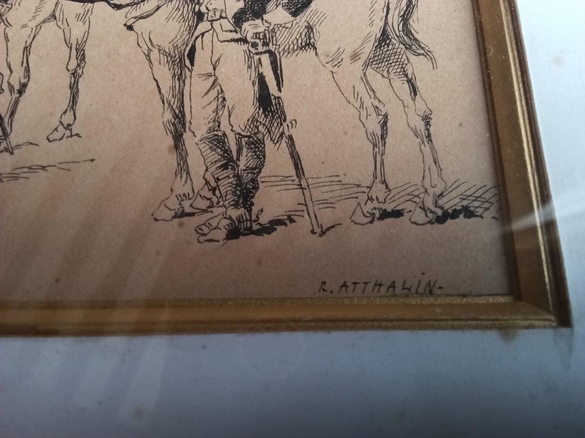 DESSIN DE R. ATTHALIN  À L'ENCRE NOIRE D’UNE FRISE CHRONOLOGIQUE DE L'HISTOIRE MILITAIRE-photo-6