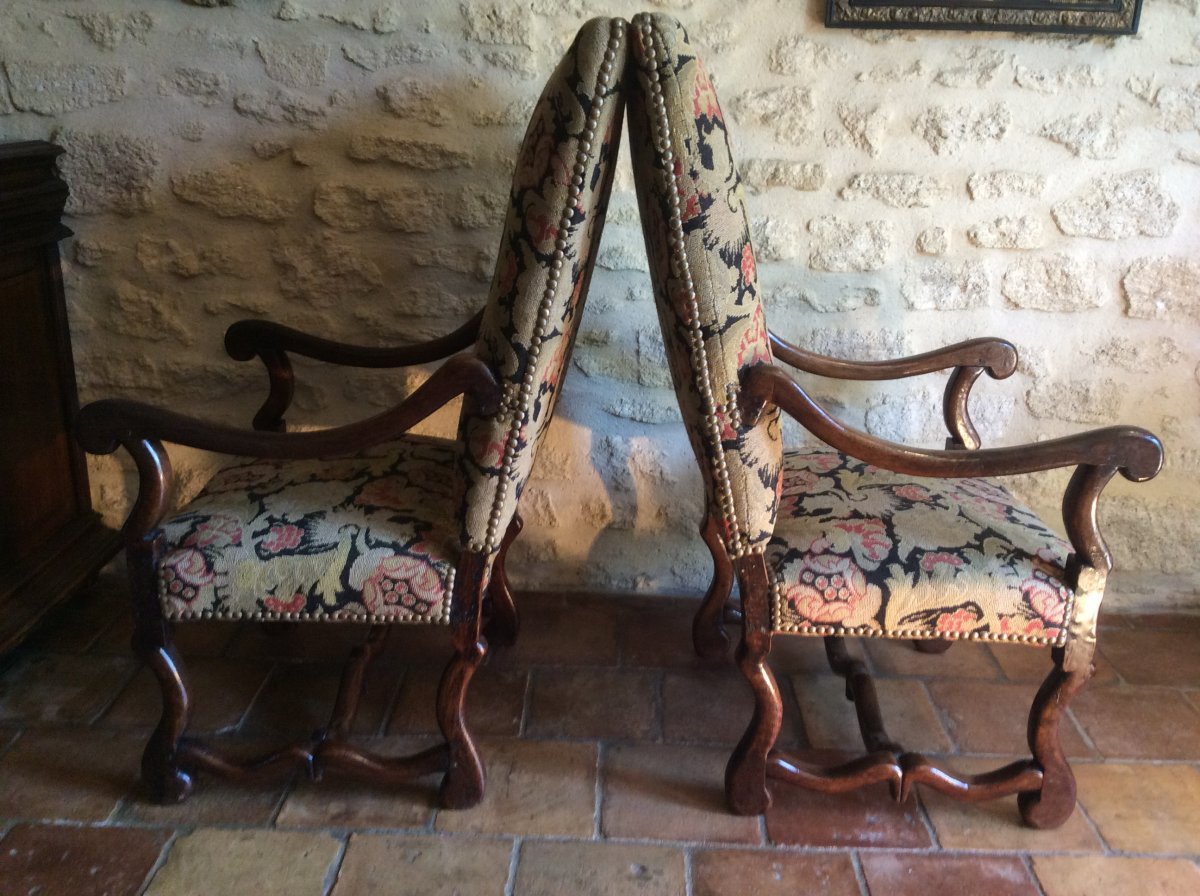    Fauteuils   Louis   XIII    en paire-photo-4