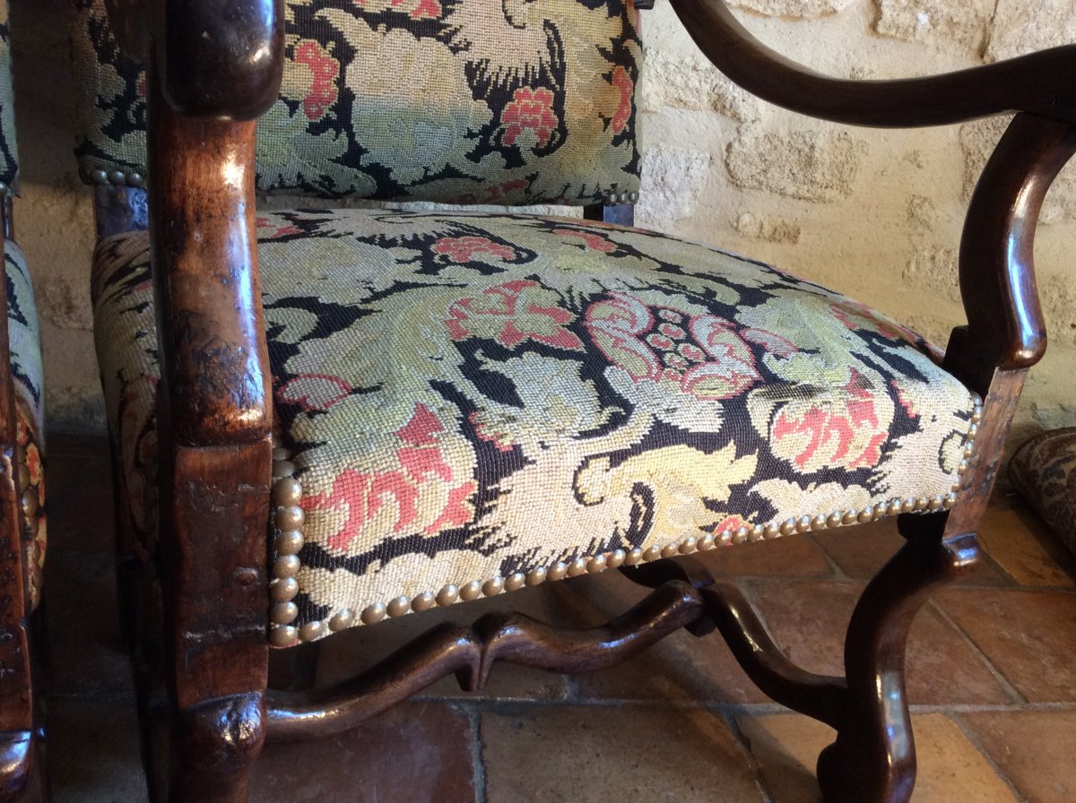    Fauteuils   Louis   XIII    en paire-photo-3