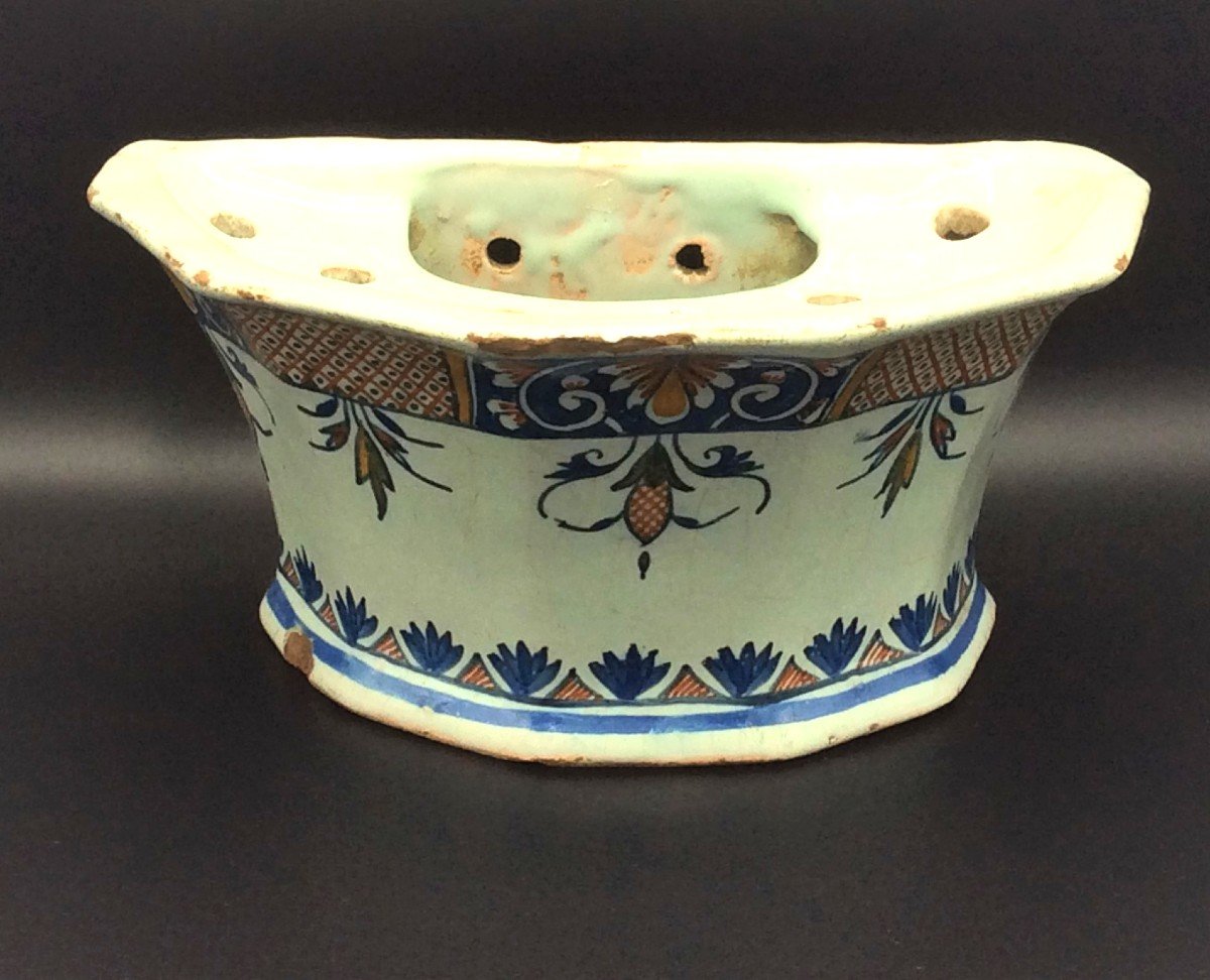 Bouquetiere Ou Pique-fleurs En Faience De Rouen -photo-2