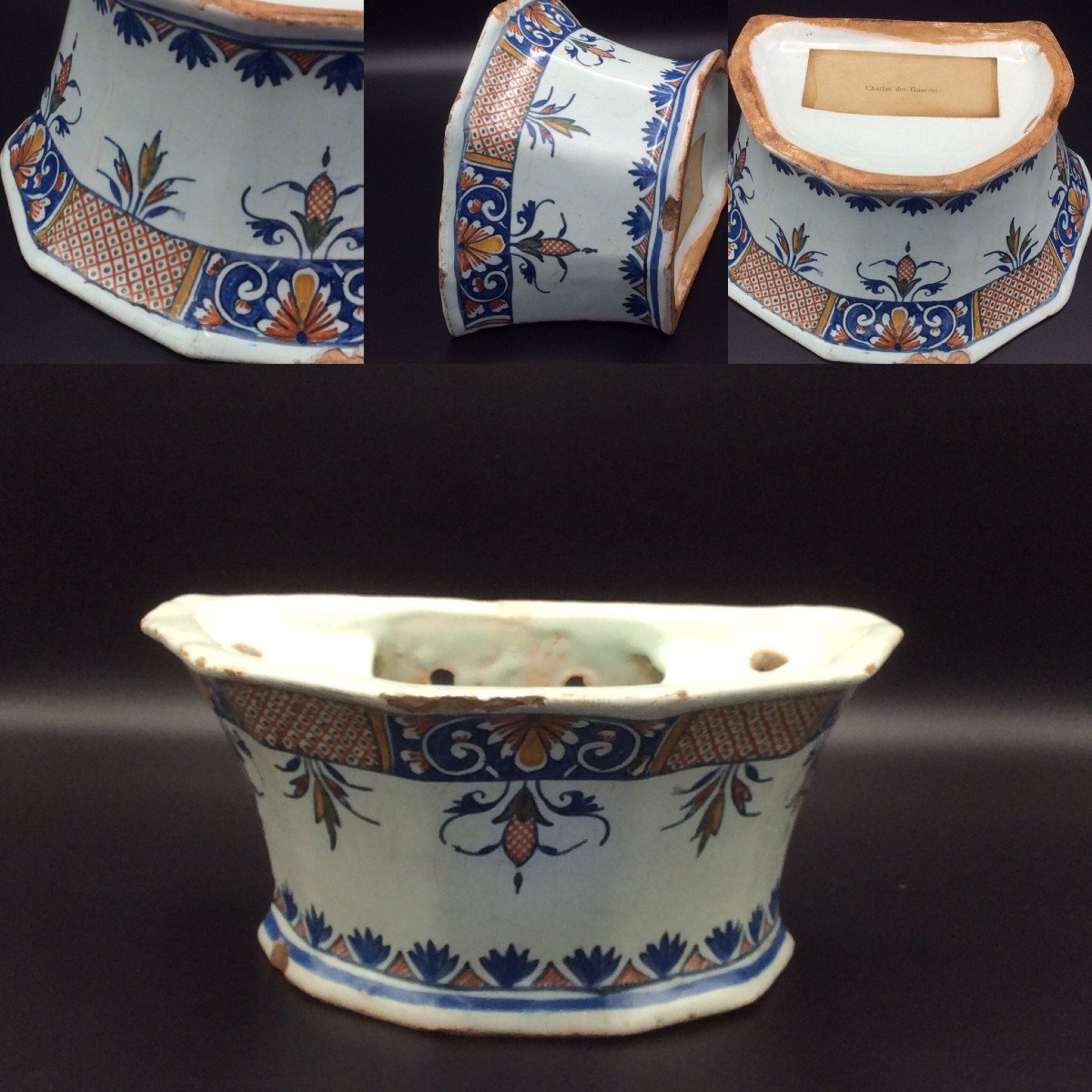 Bouquetiere Ou Pique-fleurs En Faience De Rouen -photo-8