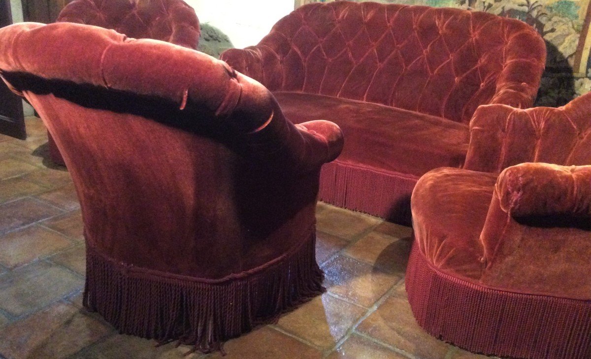 SALON  : Canapé, Fauteuils et Pouf « Crapaud « -photo-1