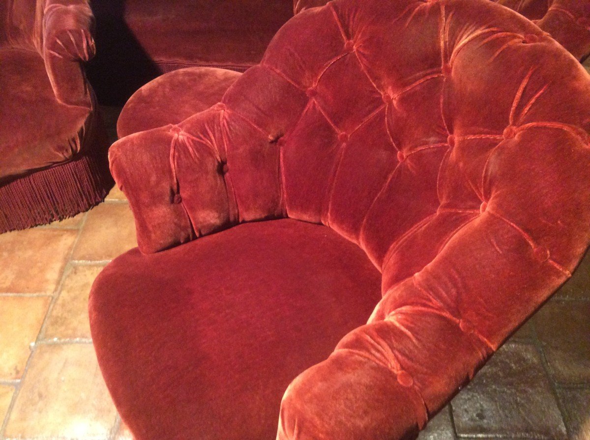 SALON  : Canapé, Fauteuils et Pouf « Crapaud « -photo-3