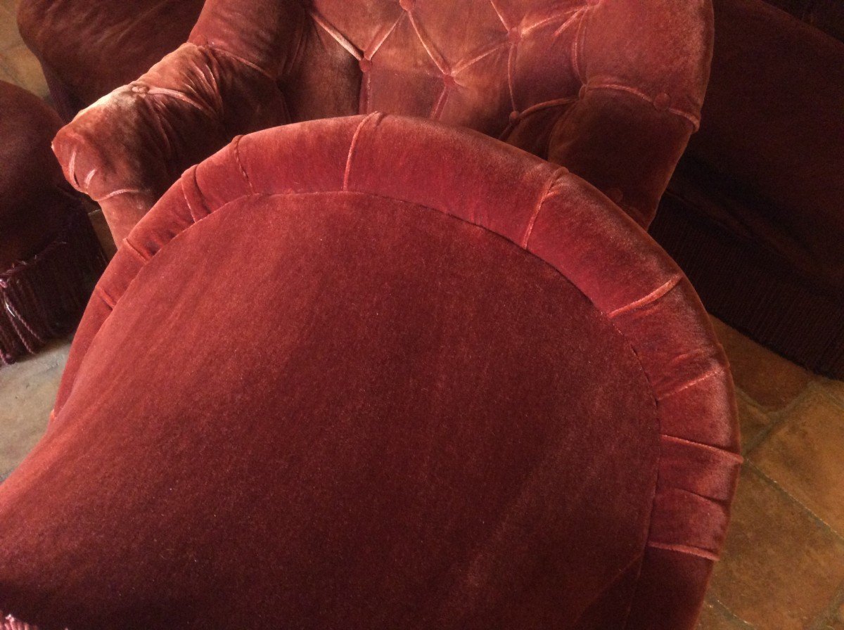 SALON  : Canapé, Fauteuils et Pouf « Crapaud « -photo-7