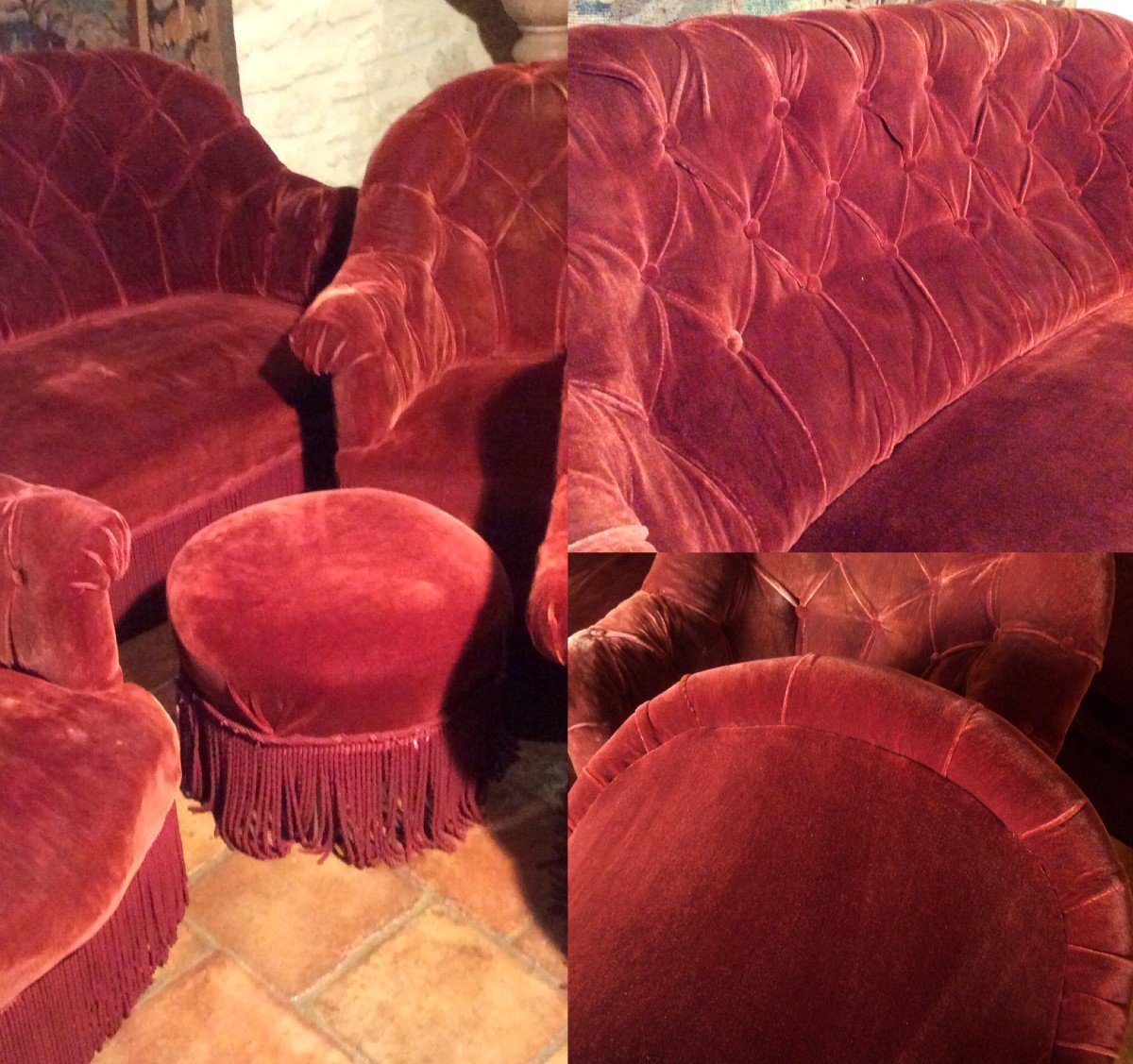 SALON  : Canapé, Fauteuils et Pouf « Crapaud « 