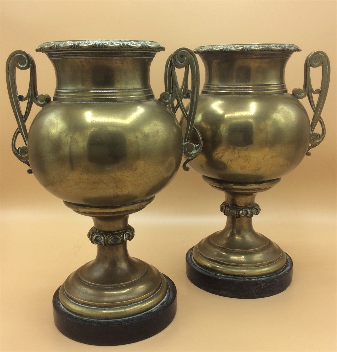 Pair Of Brass Casseroles Or Vases-photo-4