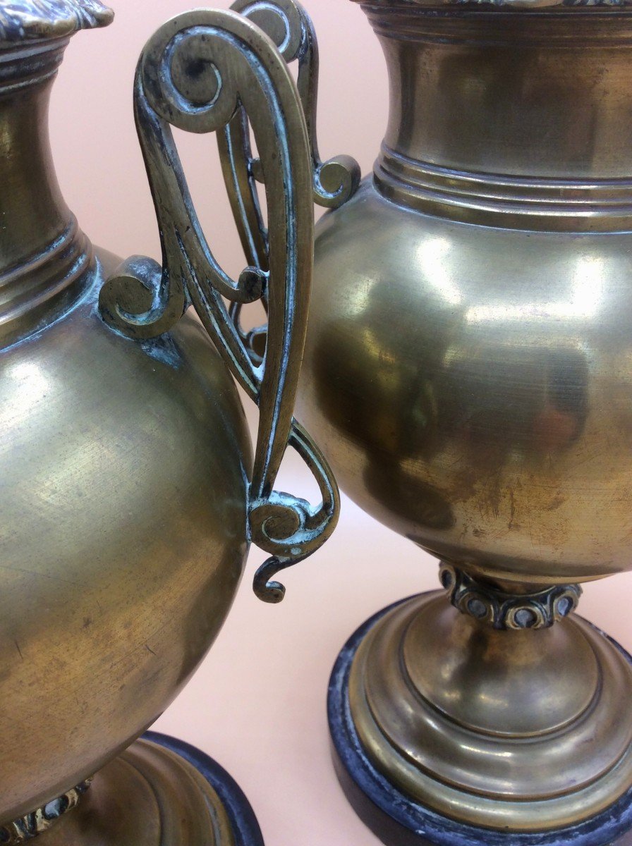 Pair Of Brass Casseroles Or Vases-photo-3