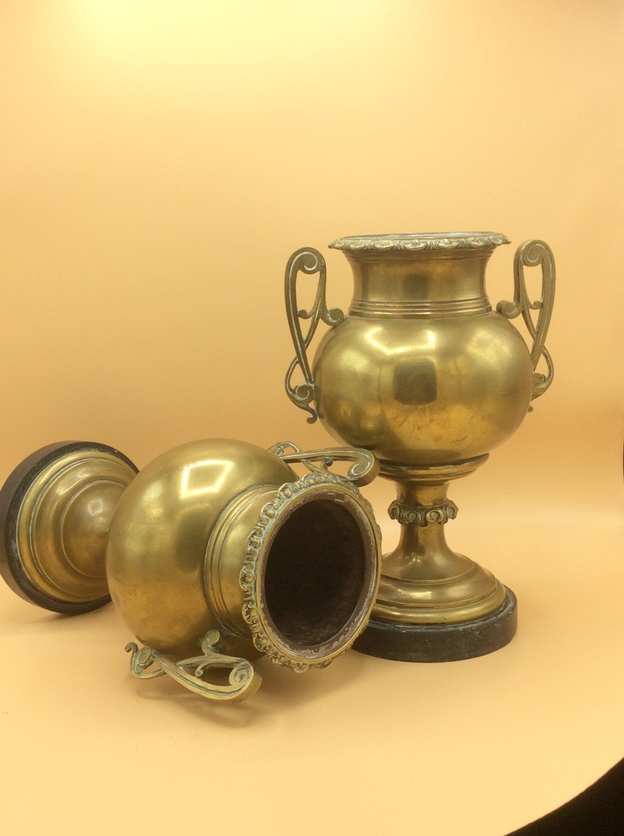 Pair Of Brass Casseroles Or Vases-photo-4