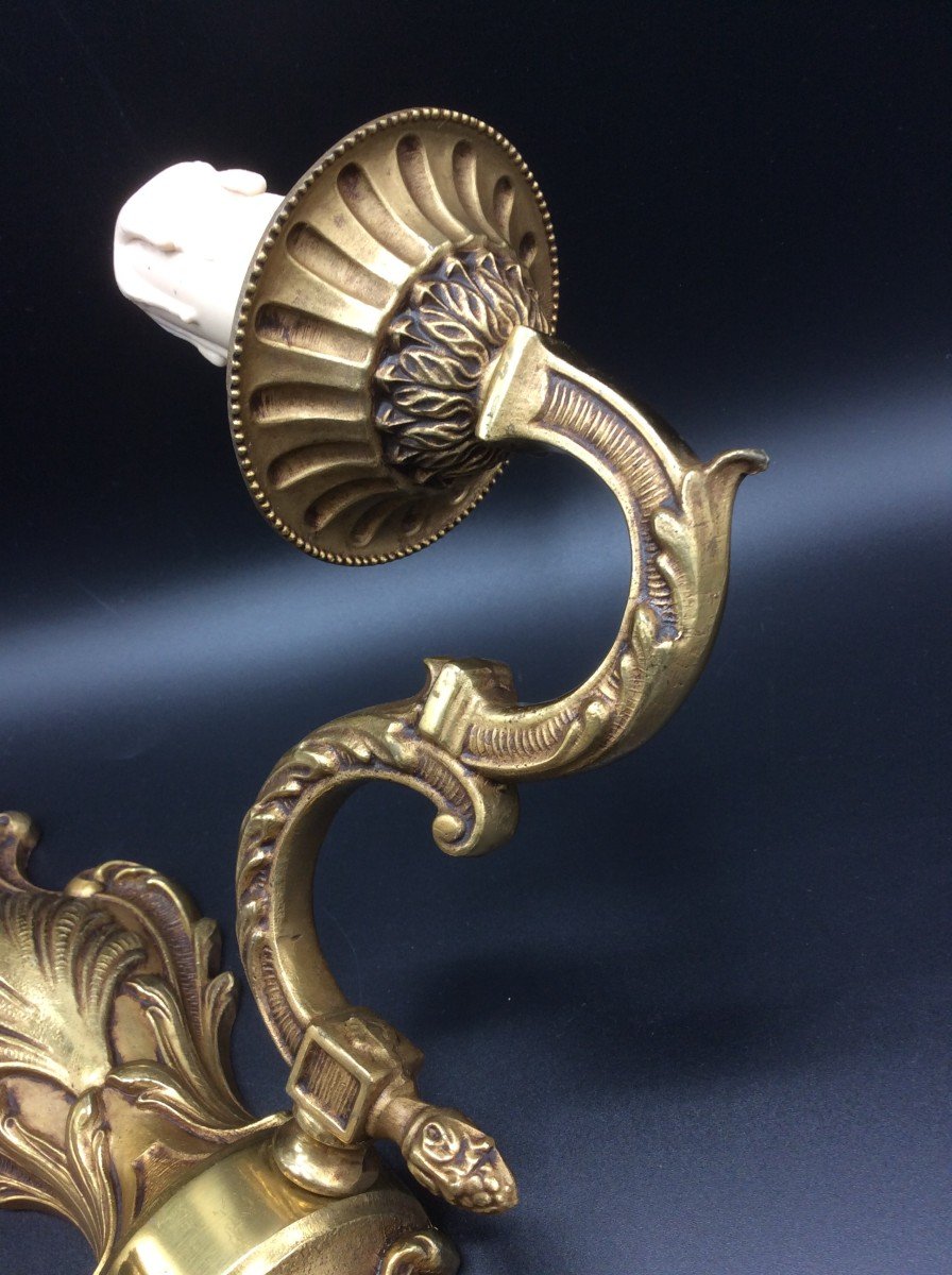 Trois Appliques En Bronze Doré De Style Louis XV -photo-2