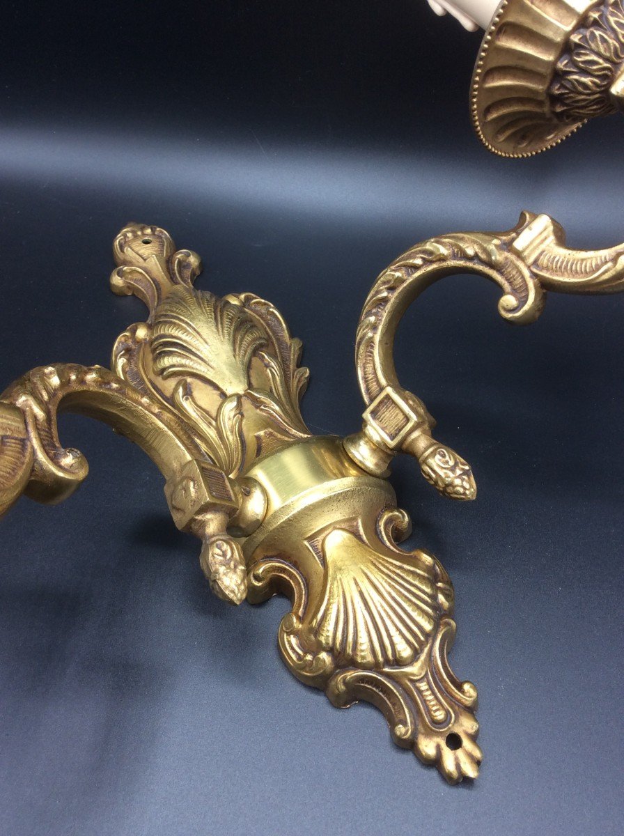Trois Appliques En Bronze Doré De Style Louis XV -photo-3