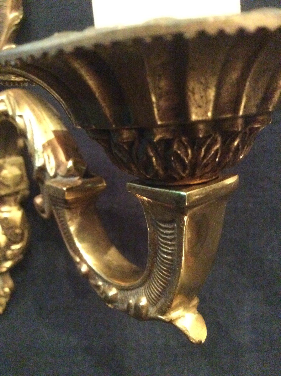 Trois Appliques En Bronze Doré De Style Louis XV -photo-4