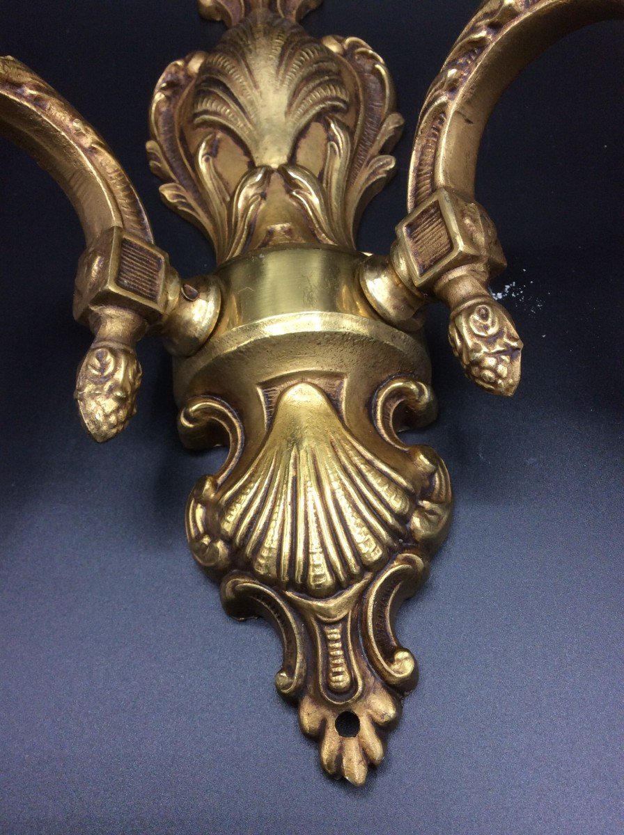 Trois Appliques En Bronze Doré De Style Louis XV -photo-5