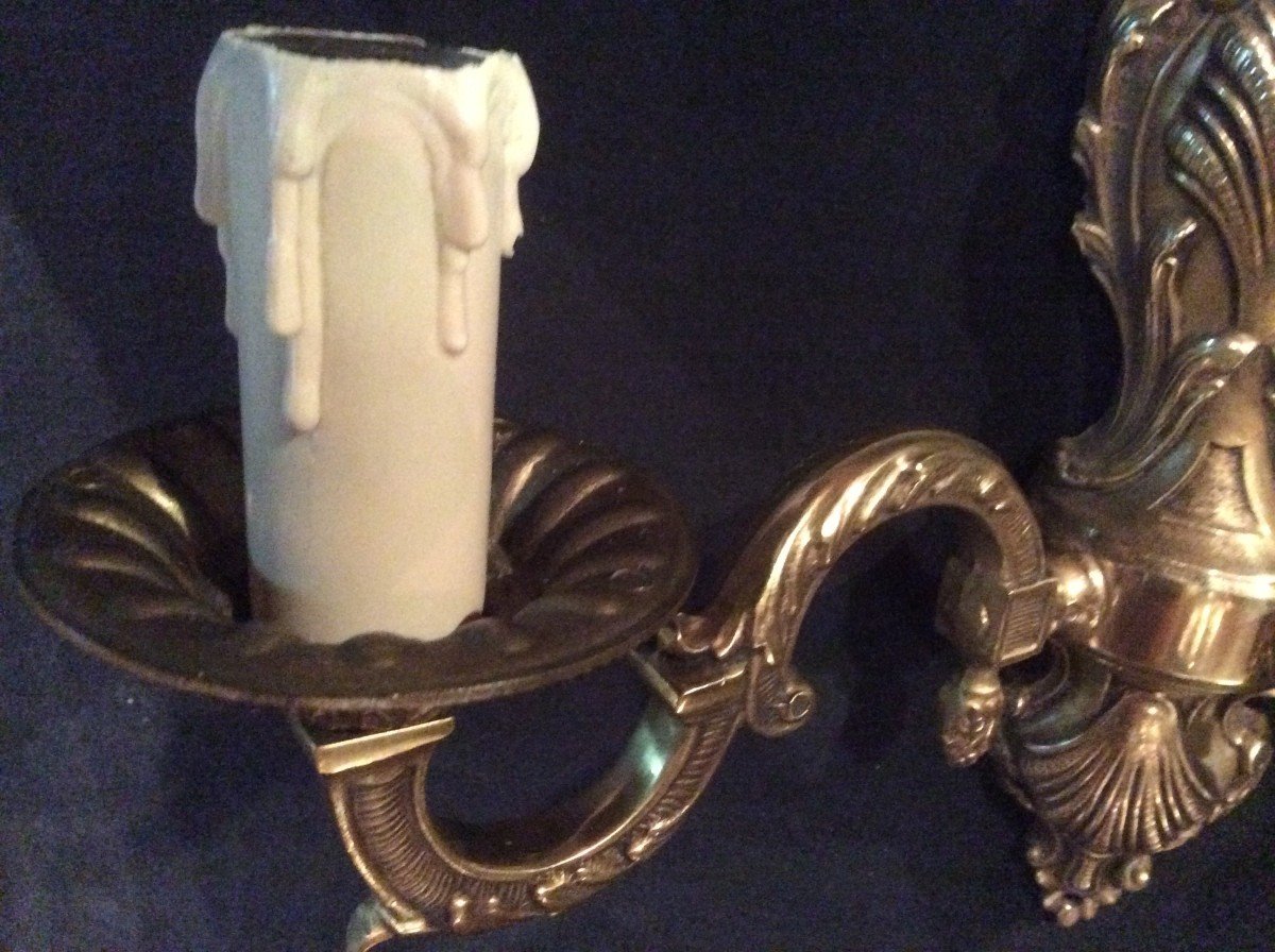 Trois Appliques En Bronze Doré De Style Louis XV -photo-7