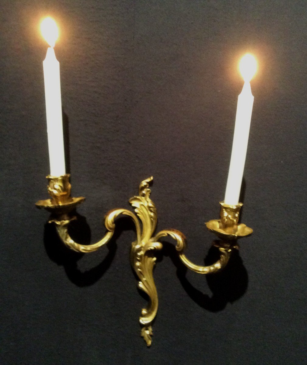Pair Of Louis XV Rocaille Style Sconces-photo-3
