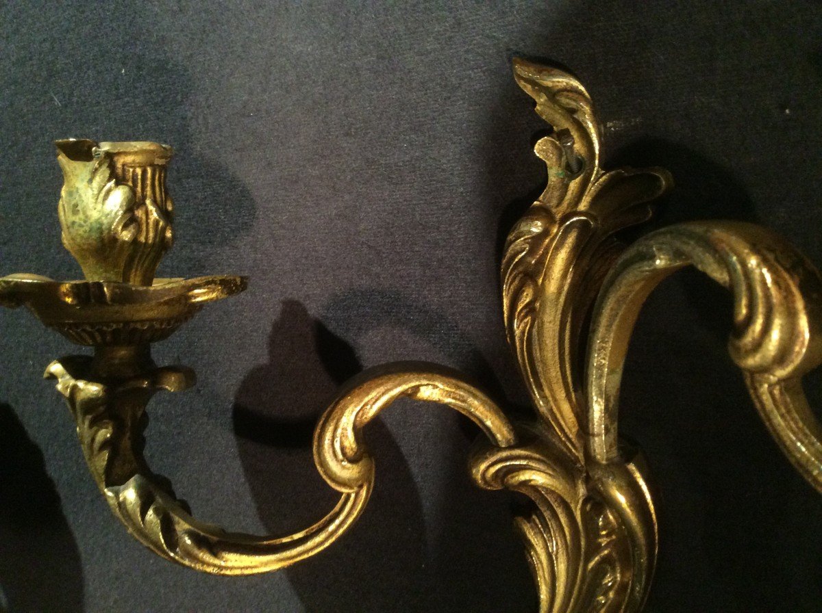 Pair Of Louis XV Rocaille Style Sconces-photo-3