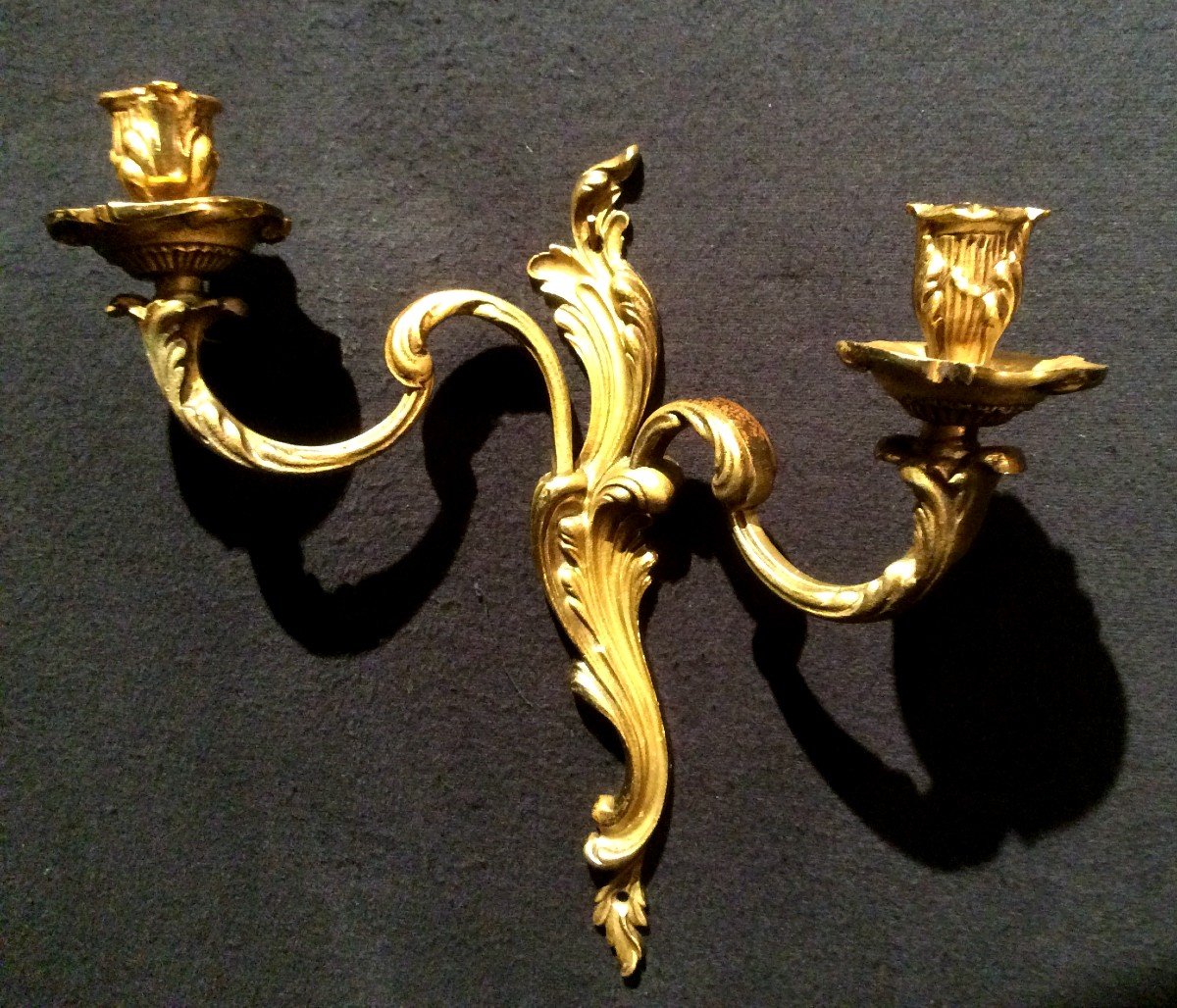 Pair Of Louis XV Rocaille Style Sconces-photo-5