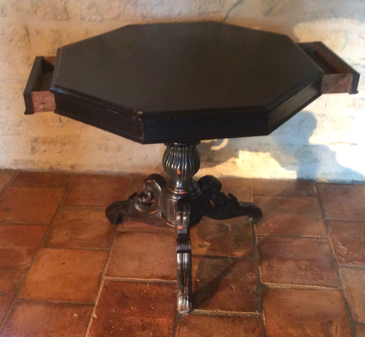 Pedestal, Table, Black Lacquered Tripod-photo-6