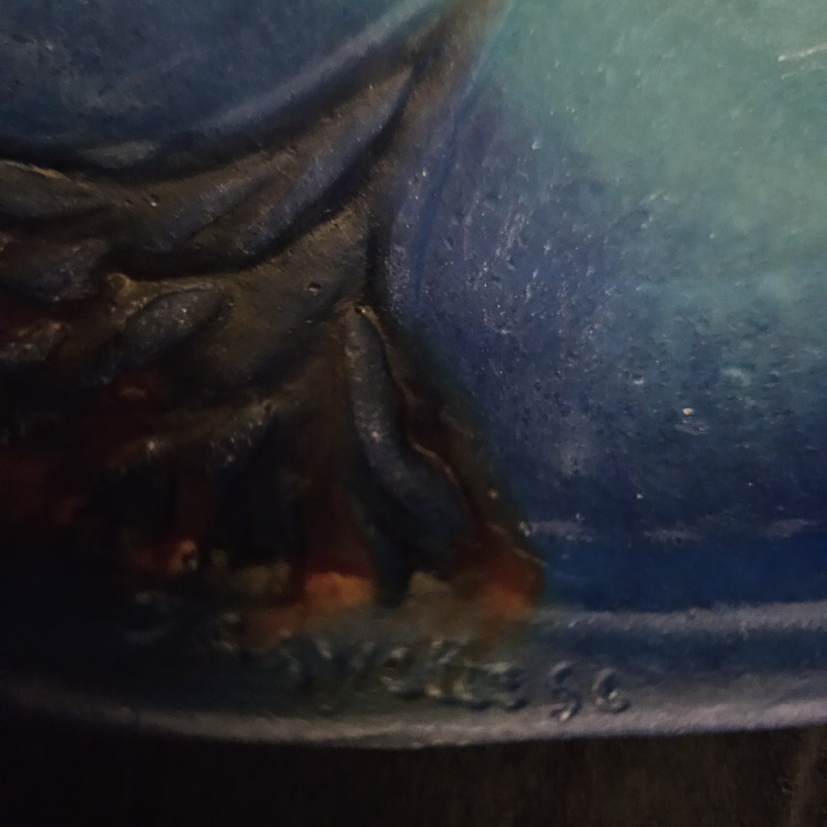Almaric Walter, Trinket Dish In Blue Glass Paste, Decorated With "seaweed"-photo-3
