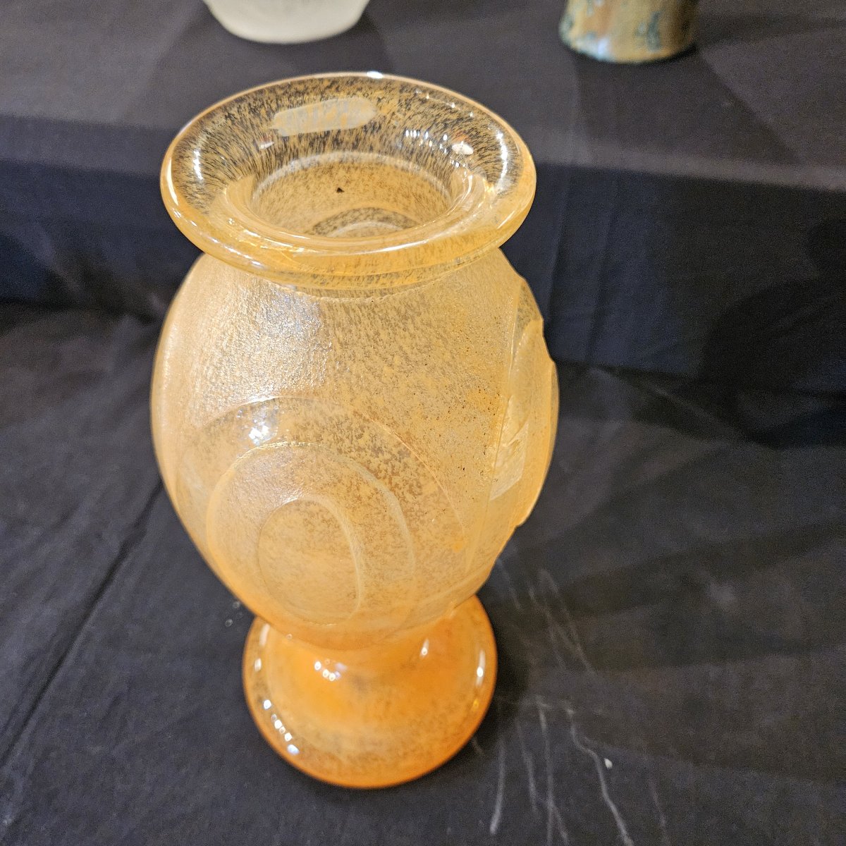 Degué - Acid-etched Vase In Shades Of Orange, From The Art Deco Period. It Is Signed 