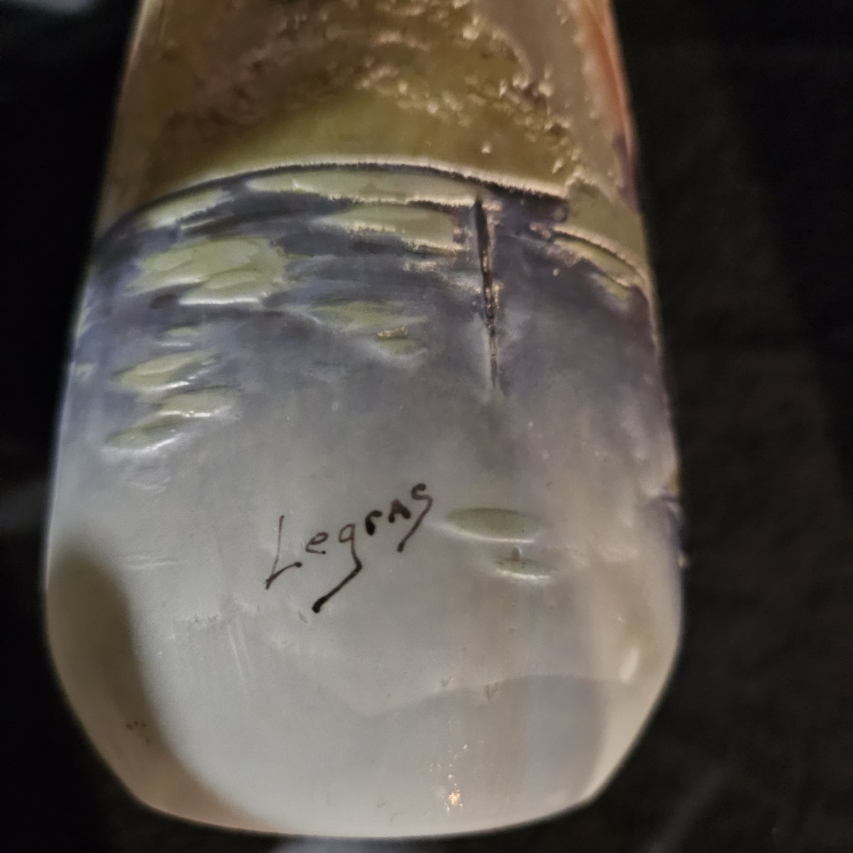 François Théodore Legras. Vase With An Opalescent Base, Acid-etched. "spring" Design. Circa 1900 -photo-4